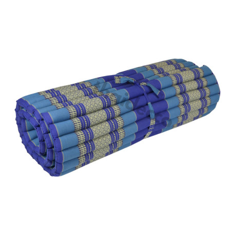 Rullattava kapok-patja 200x100x5 cm sininen-valkoinen