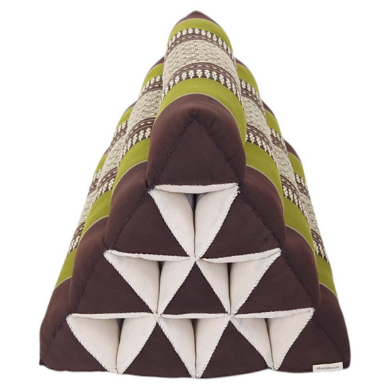 Pyramidi tyyny ruskea & vihreä kapokki Thaimaasta