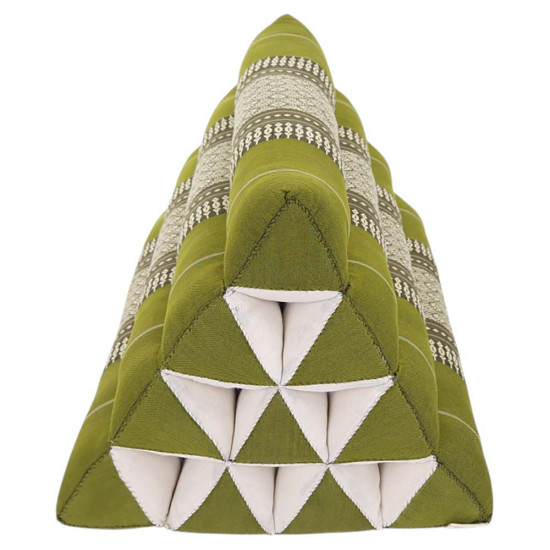 Thaimaalainen pyramidityyny ilman pohjaa vihreän ja valkoisen värisenä