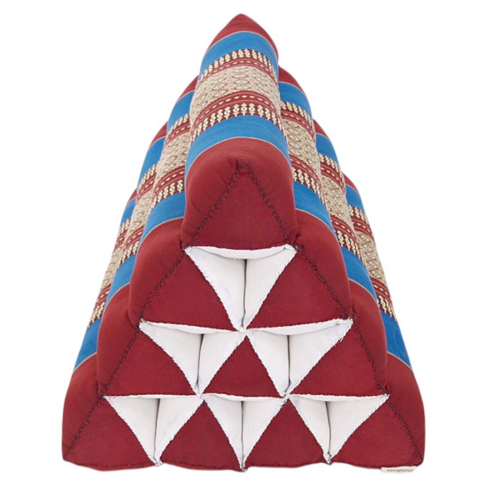 Thaimaalainen pyramidityyny ilman pohjaa punaisen ja sinisen värisenä